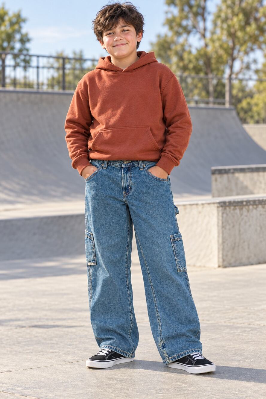 New Levi Strauss Signature Boys 10H Carpenter Jeans Wide Leg Adjustable Waist